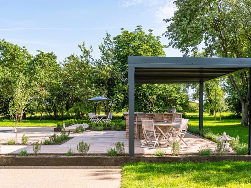 Modern gazebo in a garden