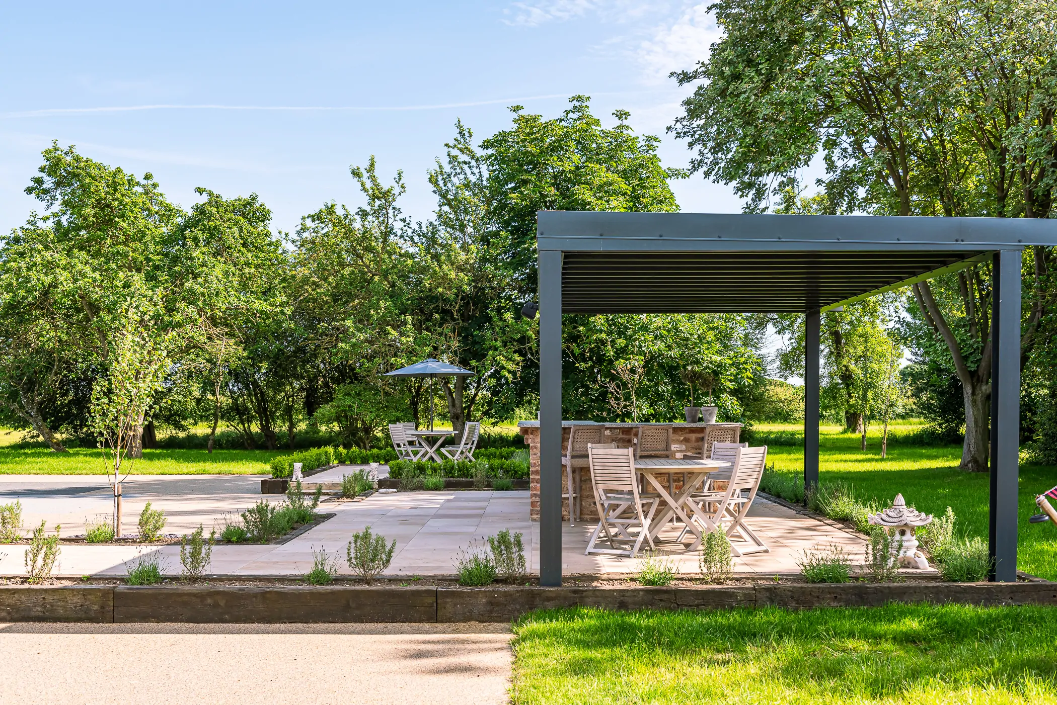 Modern gazebo in a garden