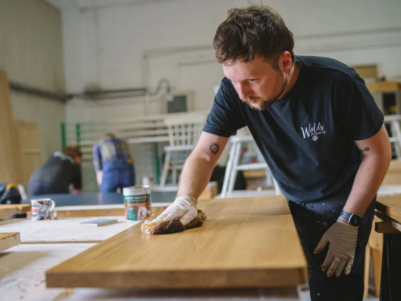 Waxing a table